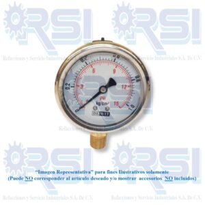 MANOMETRO DEWIT, CARATULA DE 2 1/2" OD, CONEXION INFERIOR DE BRONCE, 1/4" NPT, RANGO DE 0-15 PSI (0 - 1 Kgf/cm2)