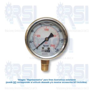 MANOMETRO DEWIT, CARATULA DE 2 1/2" OD CONEXION INFERIOR DE BRONCE 1/4" NPT, RANGO DE 0-2000 PSI (0 - 140 Kgf/cm2)