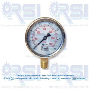 MANOMETRO DEWIT, CARATULA DE 2 1/2" OD CONEXION INFERIOR DE BRONCE 1/4" NPT, RANGO DE 0-300 PSI (0 - 21 Kgf/cm2)